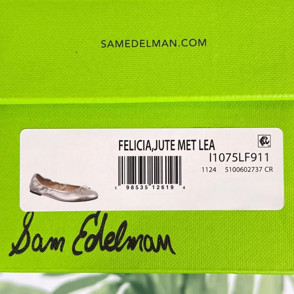 SAM EDELMAN NEW Felicia Jute Metallic Leather Ballet Flat - Picture 16 of 16